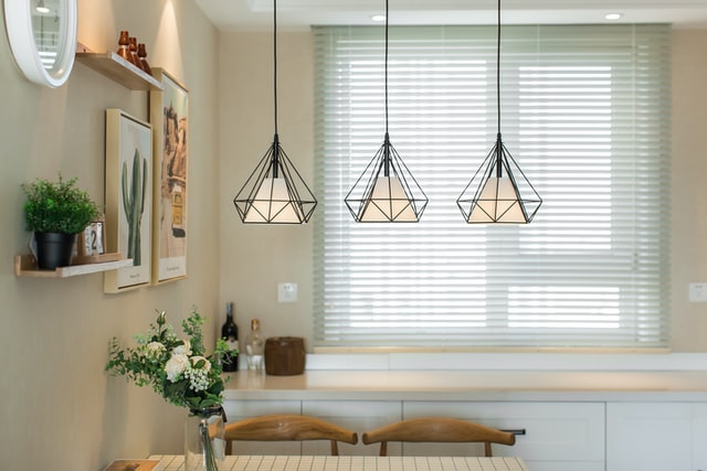 lights hanging in a kitchen
