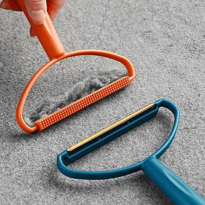 pilling tool being used on a carpet